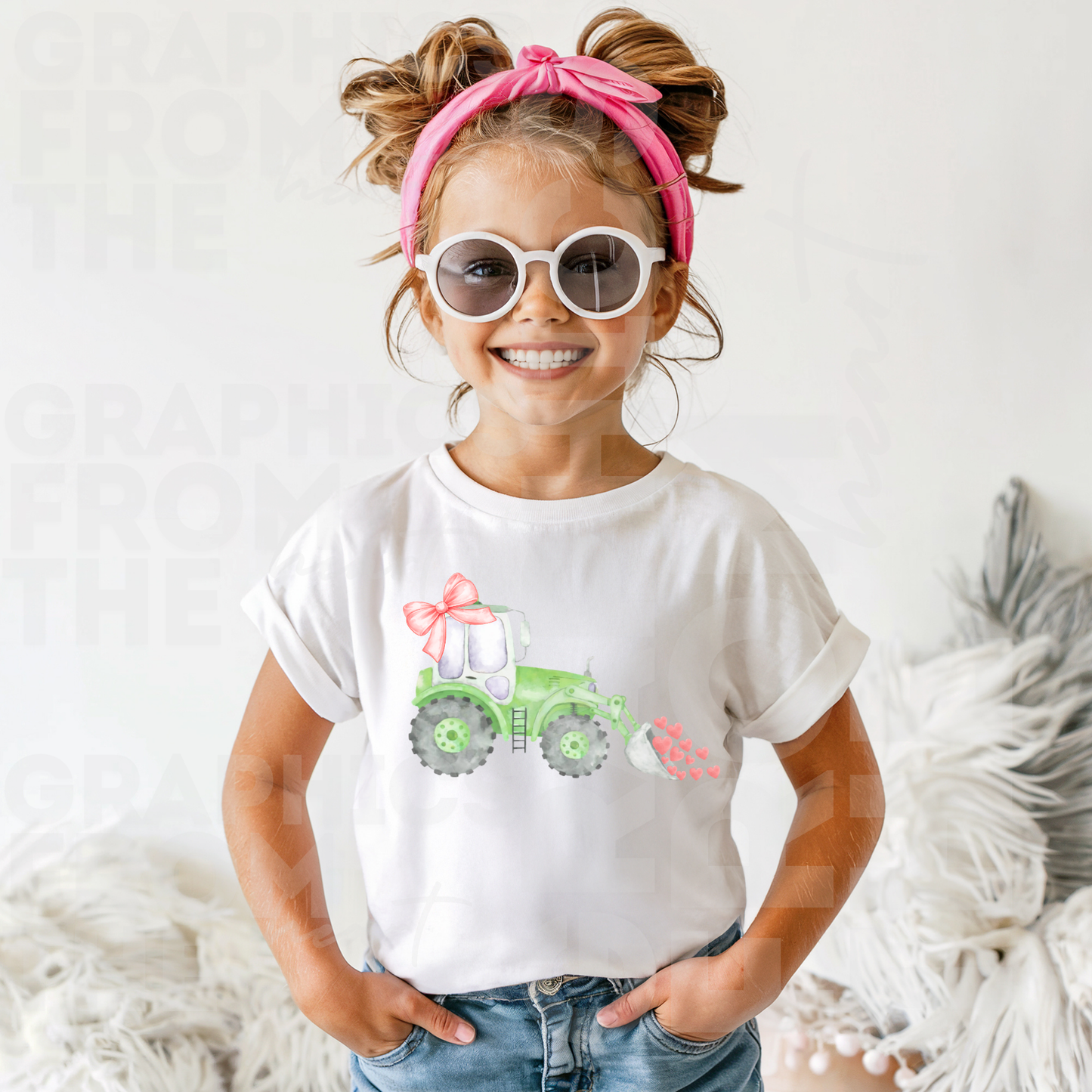 Girl Tractor Valentinesday Png - digital download only