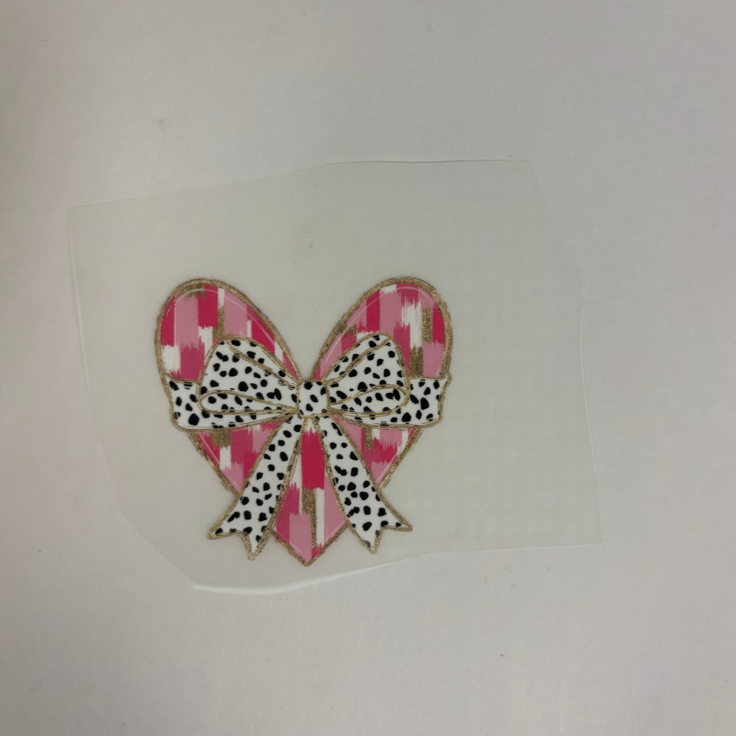 Heart with Dalmatian Print ribbon DTF Pocket Transfer