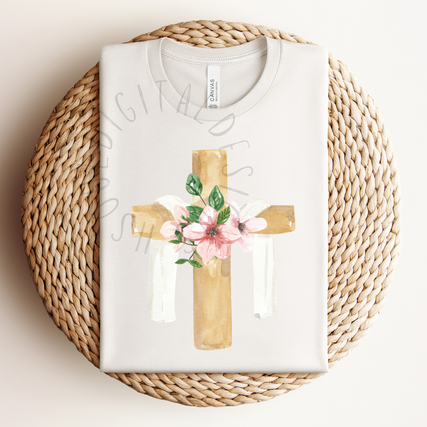 Cross Floral White Cloth - digital download only