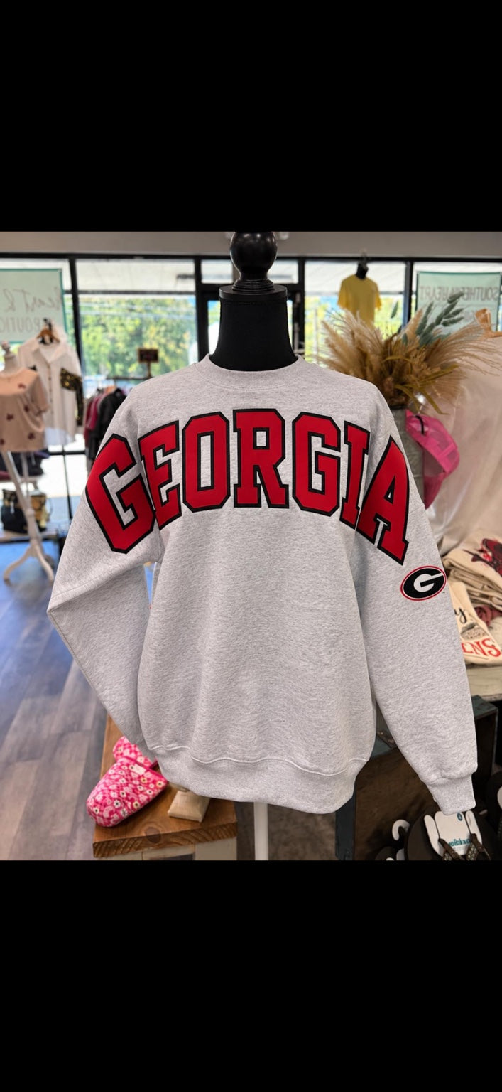Georgia graphic sweatshirt in gray with red and black lettering