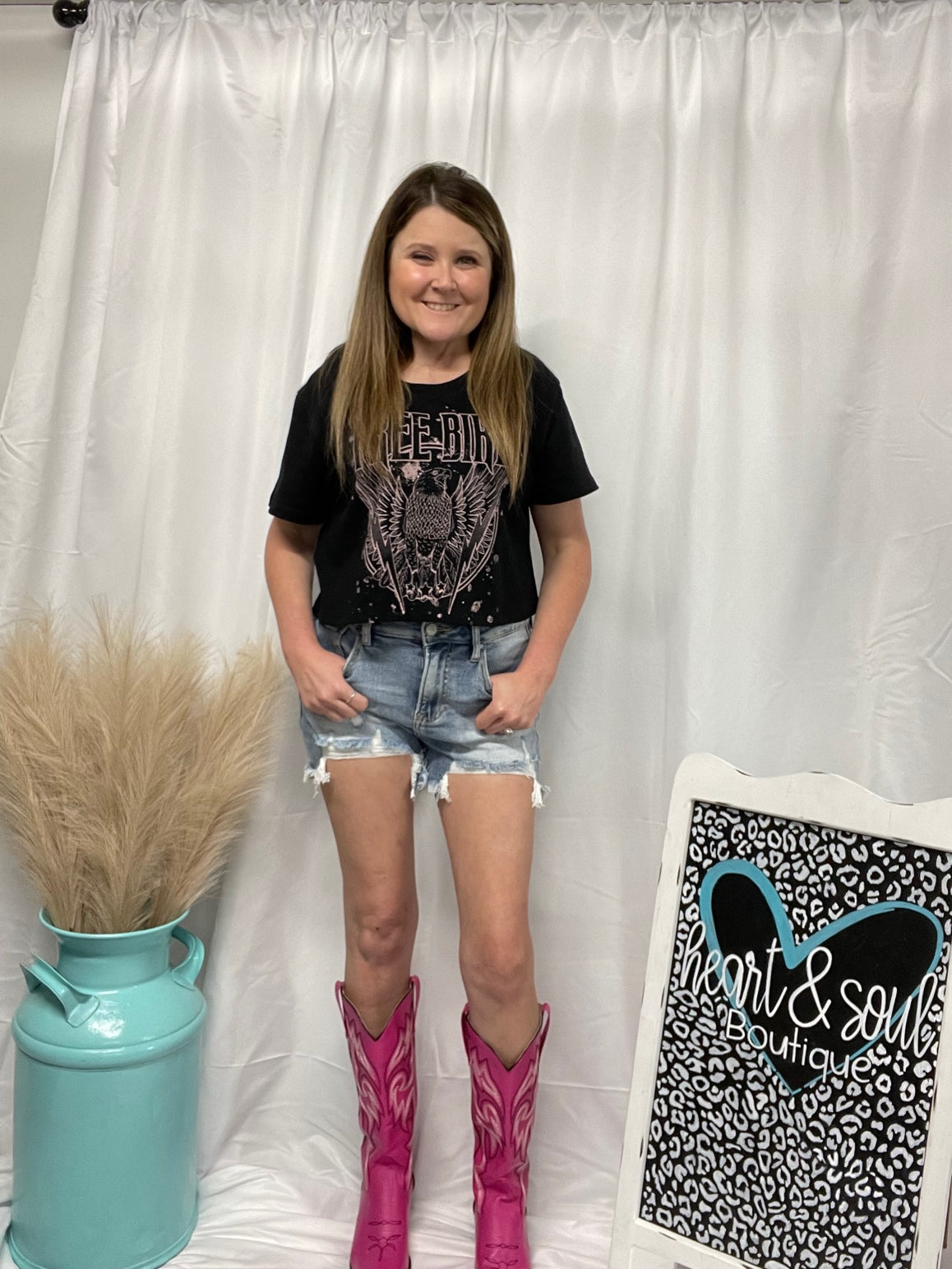 High-Rise Distressed Shorts by Risen