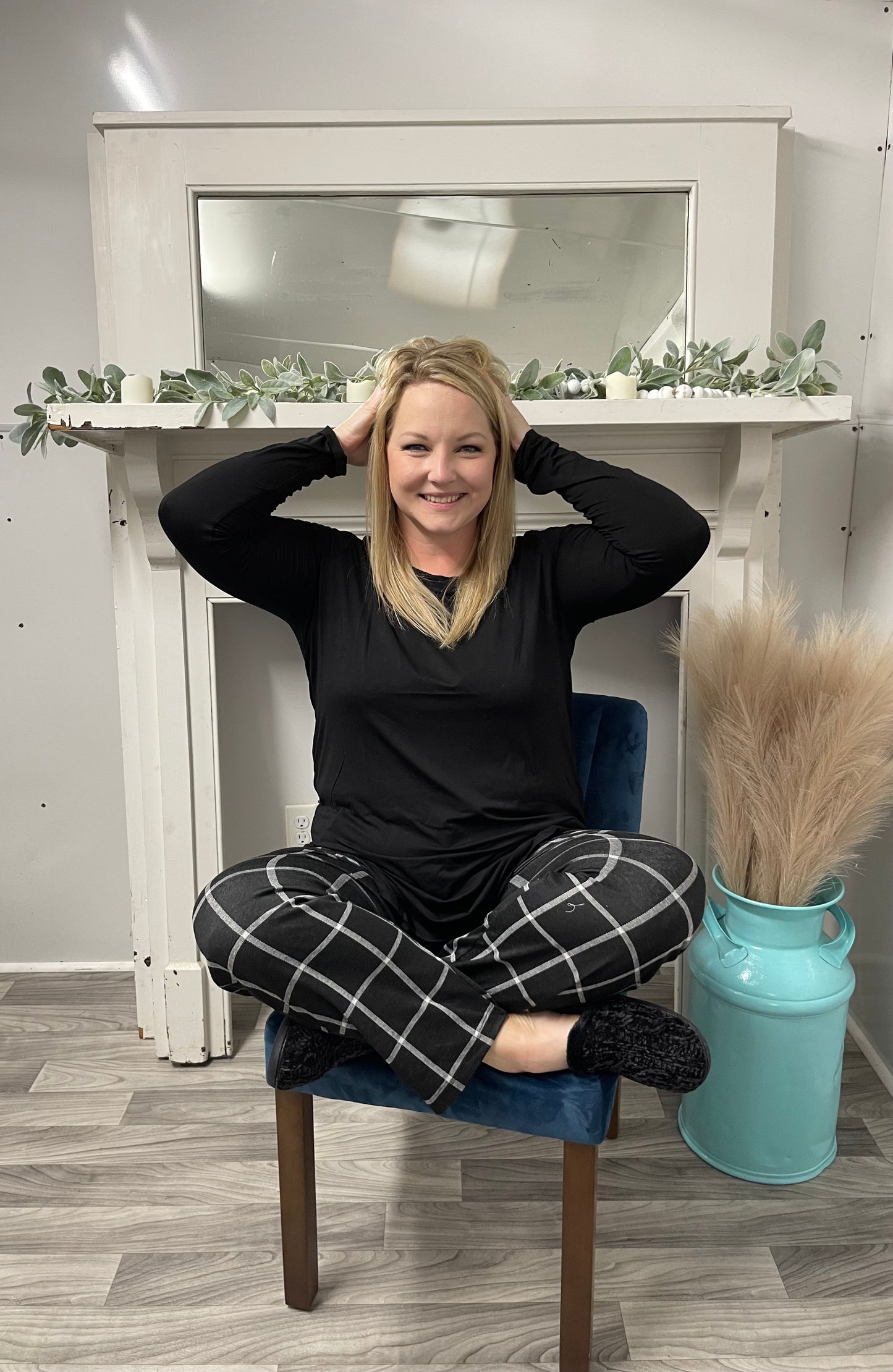 Plaid drawstring pants