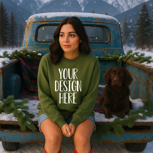 Comfy Green Sweatshirt Mockup - Digital Dowload