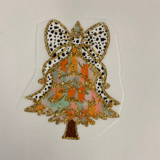 Christmas Tree With Dalmatian Print Bow Pocket DTF Transfer