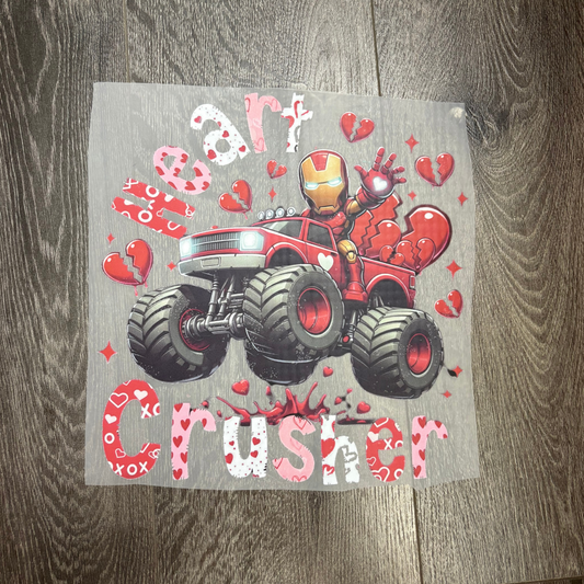 Heart Crusher Iron Man Kids Valentine's Day DTF Transfer