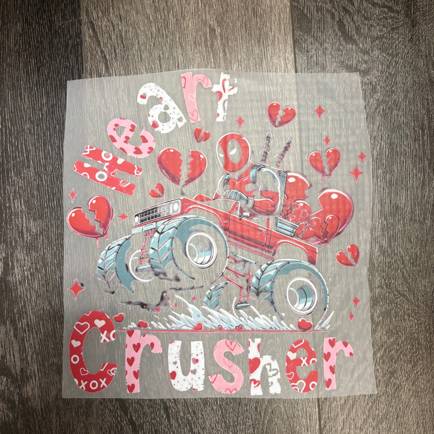 Heart Crusher Deadpool Kids Valentine's Day DTF Transfer
