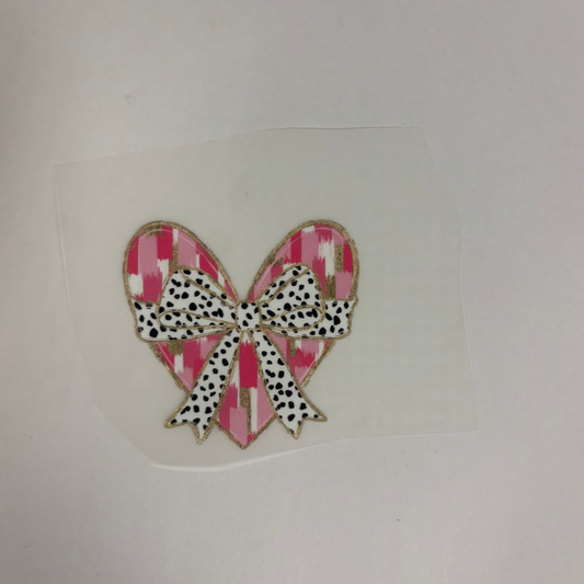 Heart with Dalmatian Print ribbon DTF Pocket Transfer
