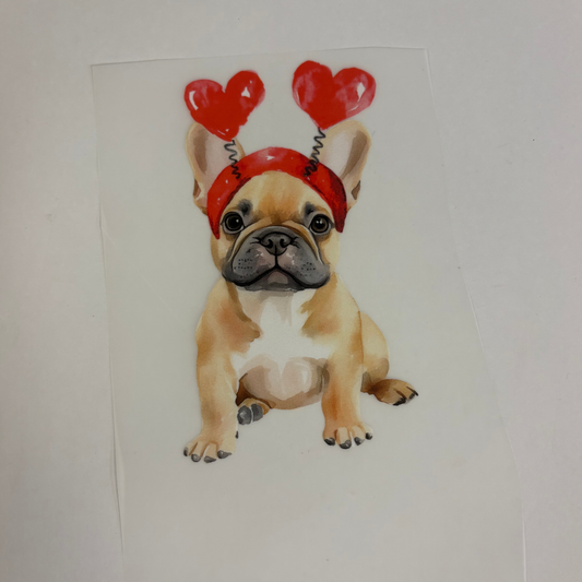 Dog with Heart Headband DTF Pocket Transfer