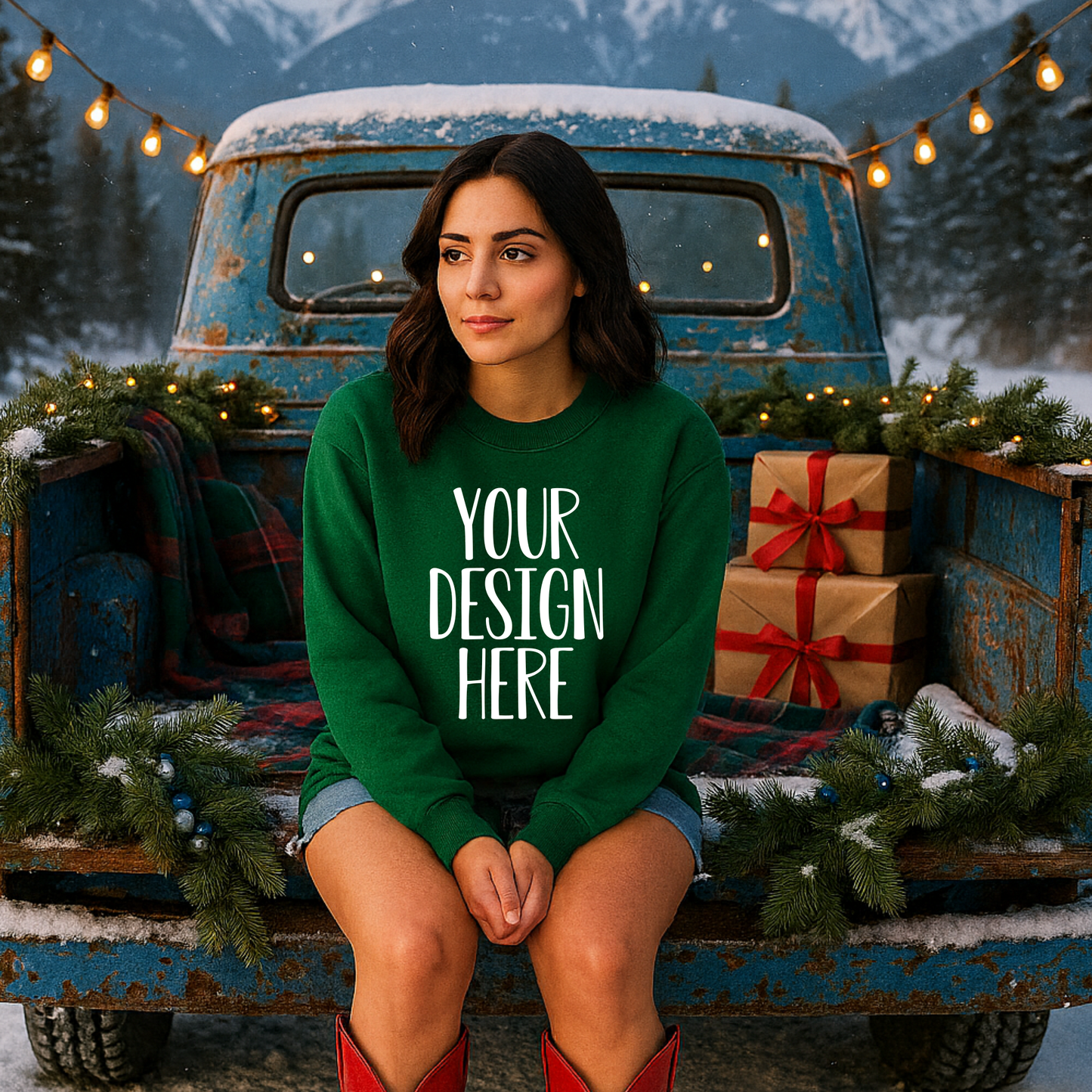 Green Casual Sweatshirt Mockup- Digital Download