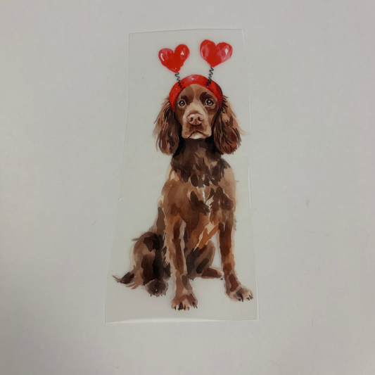 Spaniel with Heart Headband DTF Pocket Transfer