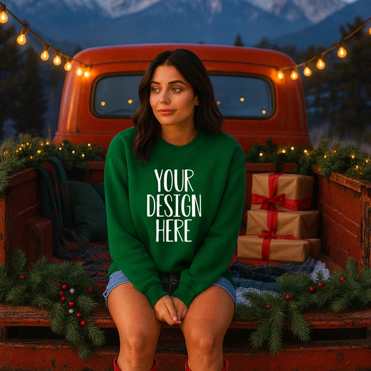 Casual green sweatshirt mockup- Digital Download