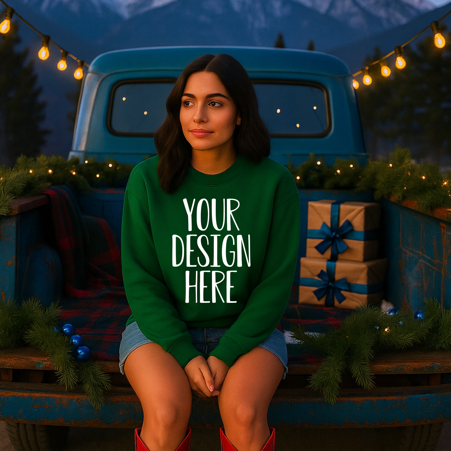 Green Lounge Sweatshirt Mockup - Digital Download