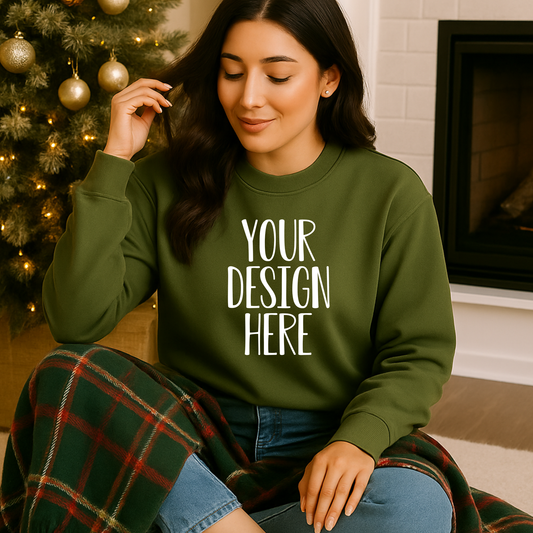 Cozy Green Sweatshirt Mockup- Digital Download