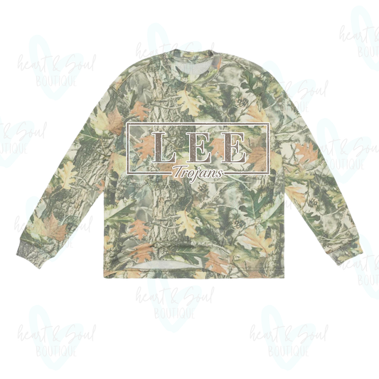 Lee Trojans Camo Print School Spirit Sweatshirt