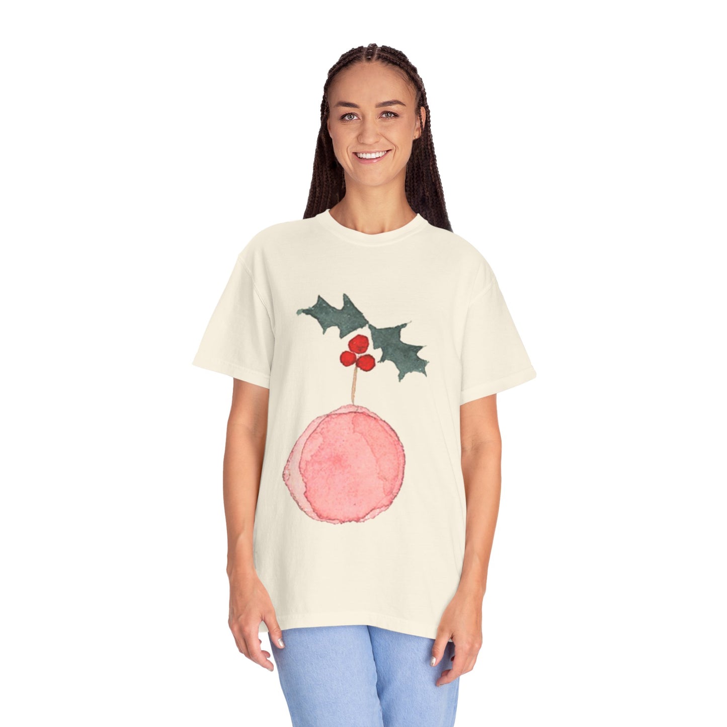 Christmas Holly Ornament T-Shirt – Watercolor Holiday Graphic Tee