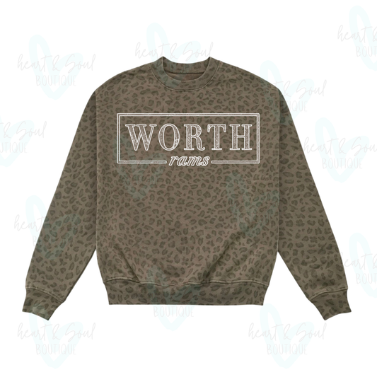 Worth Rams Leopard Print School Spirit Sweatshirt
