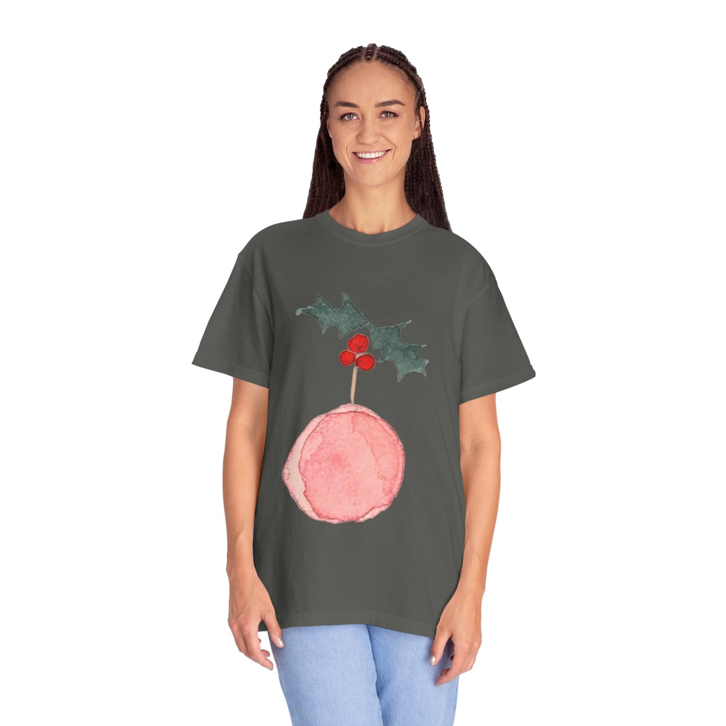 Christmas Holly Ornament T-Shirt – Watercolor Holiday Graphic Tee