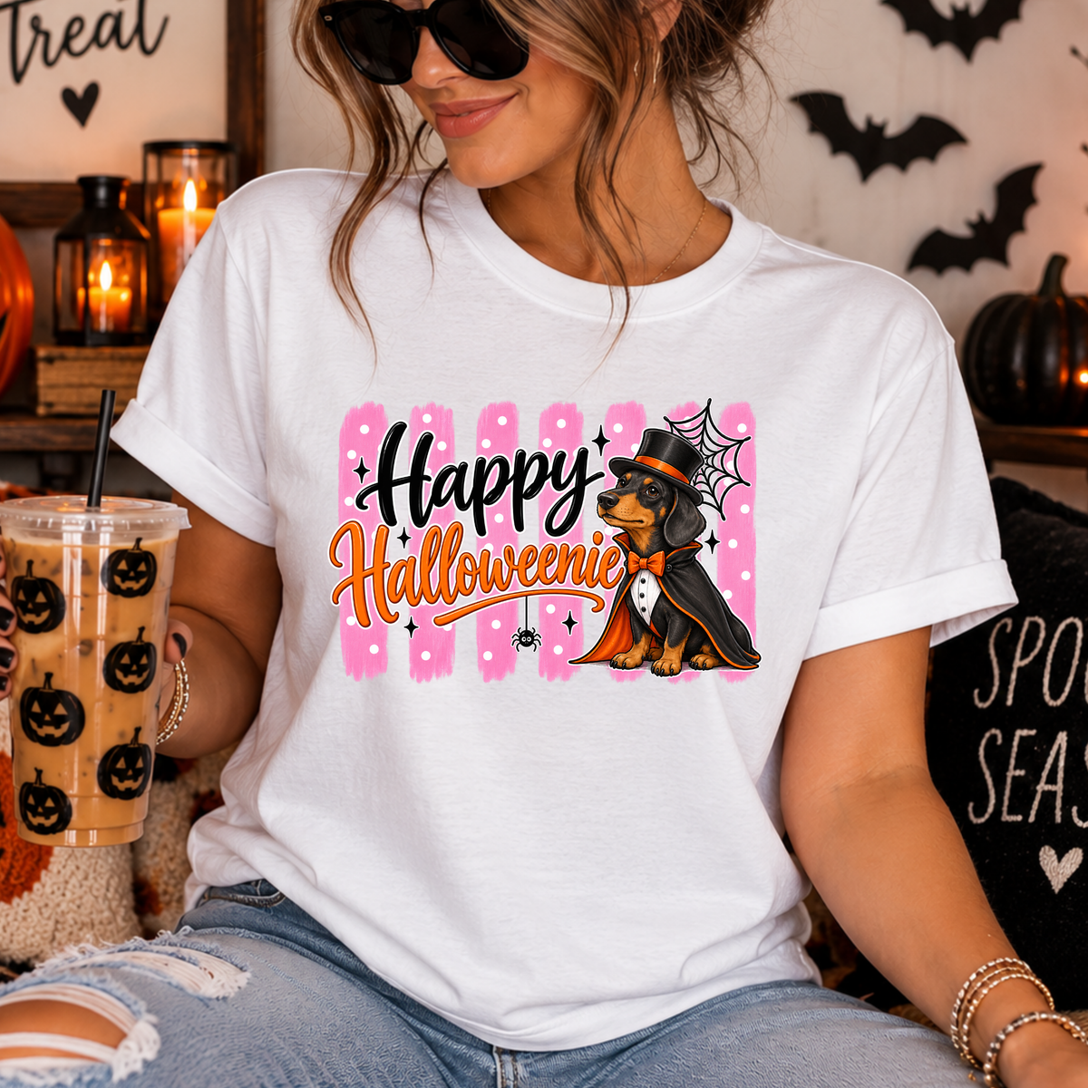 Happy Halloweenie Pink - digital download