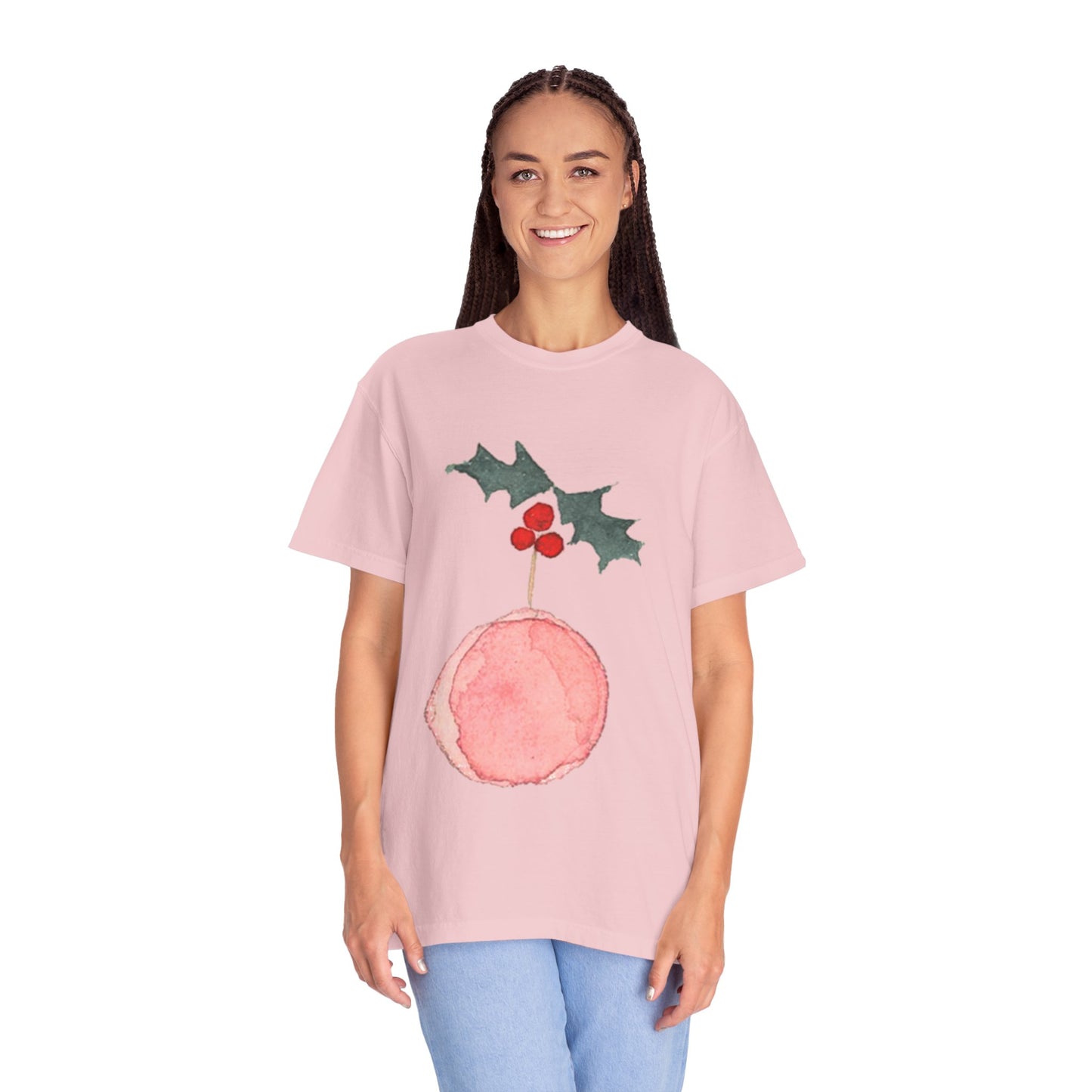 Christmas Holly Ornament T-Shirt – Watercolor Holiday Graphic Tee