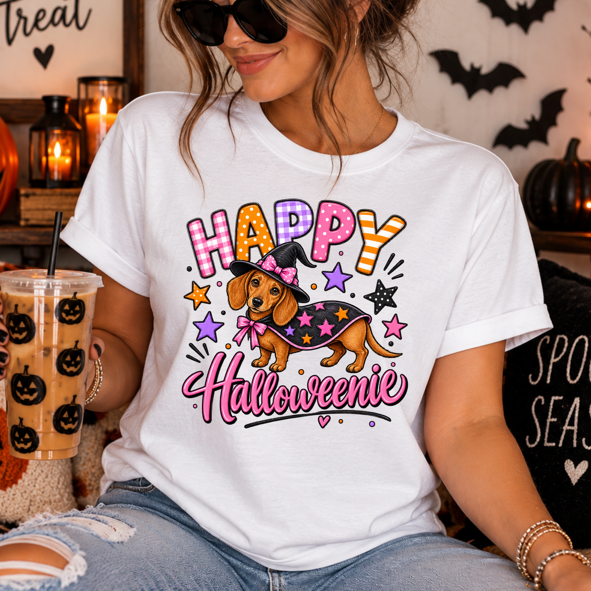 Happy Halloween Dog pink - digital download