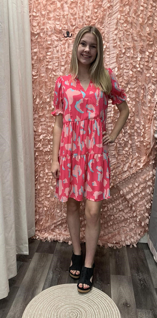 V Neck Printed Dress