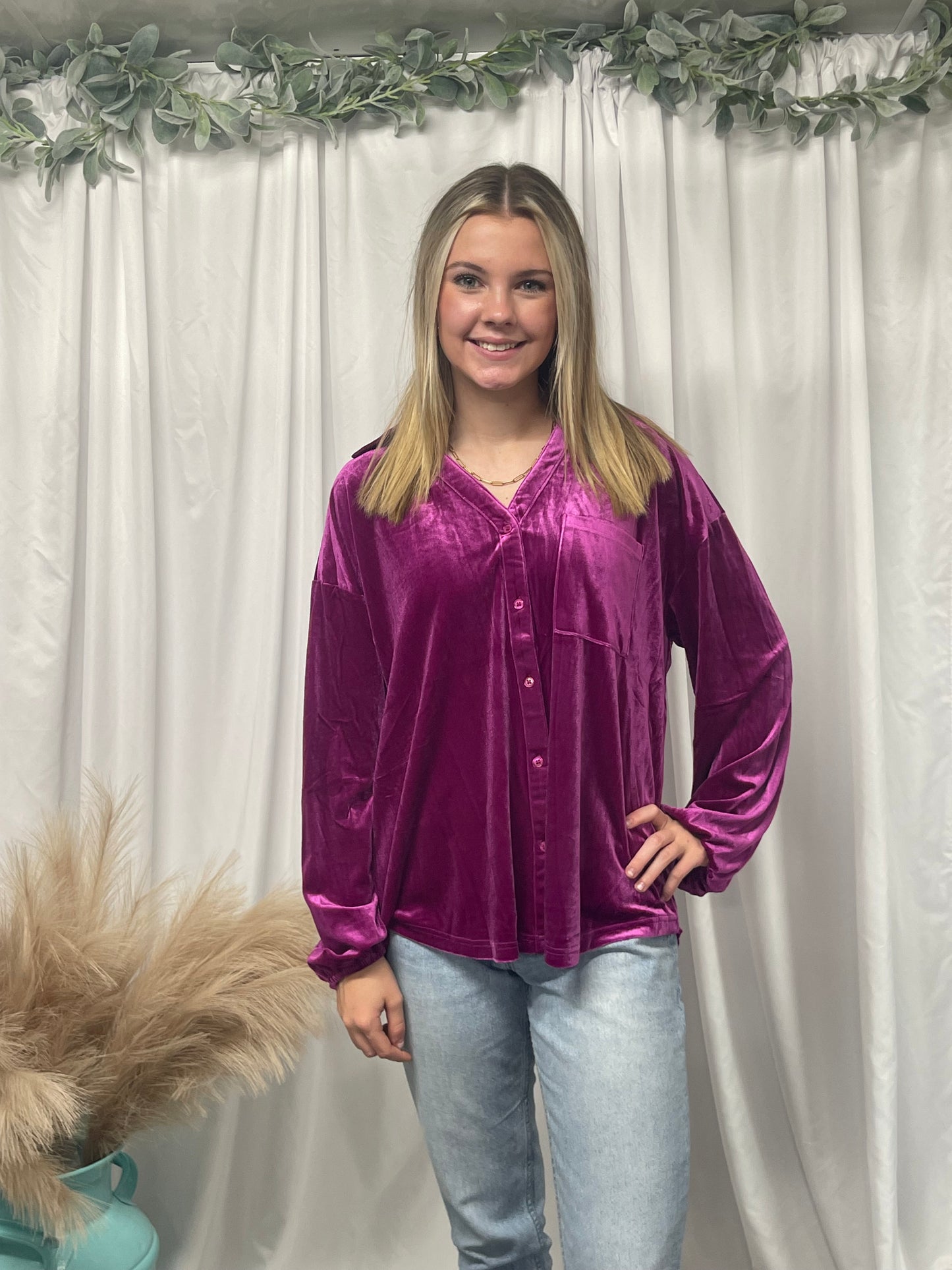 Magnificently Magenta Velvet Top