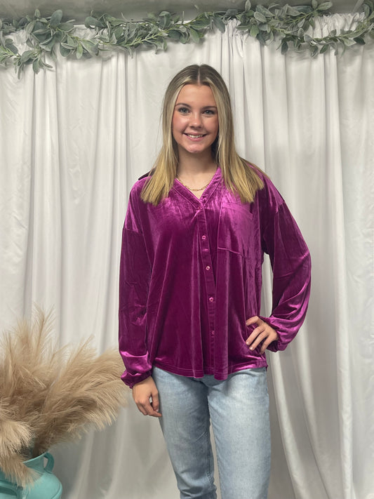 Magnificently Magenta Velvet Top