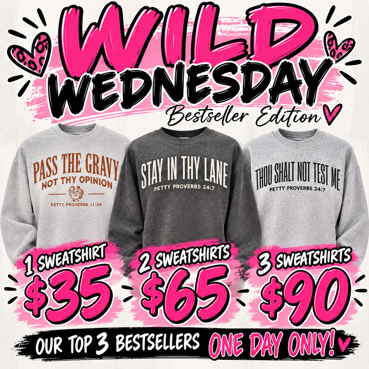 Wild Wednesday bundle featuring three Petty Proverbs designs