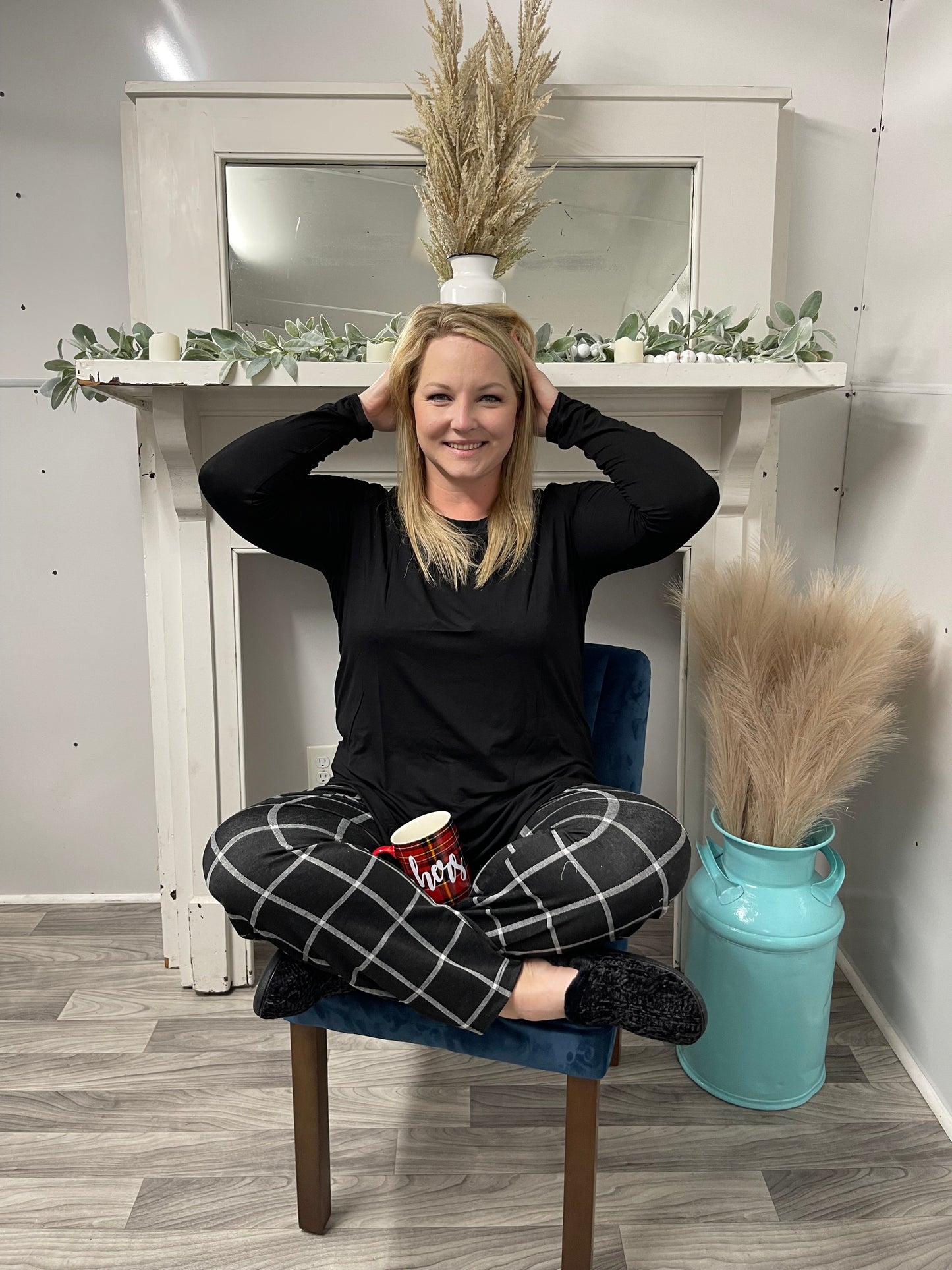 Plaid drawstring pants